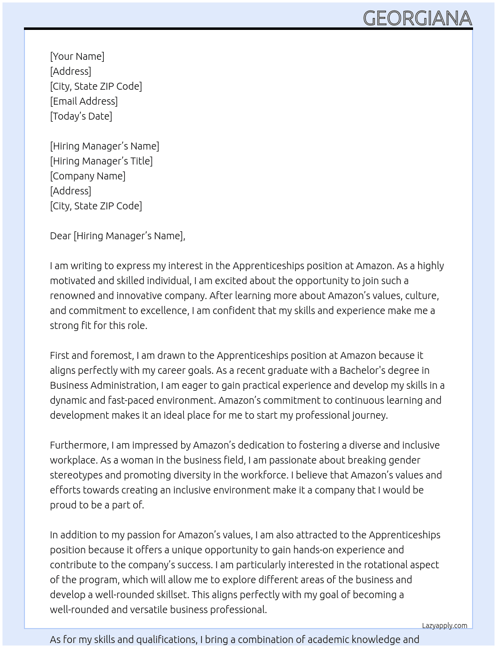 Cover letter for apprenticeships - LazyApply