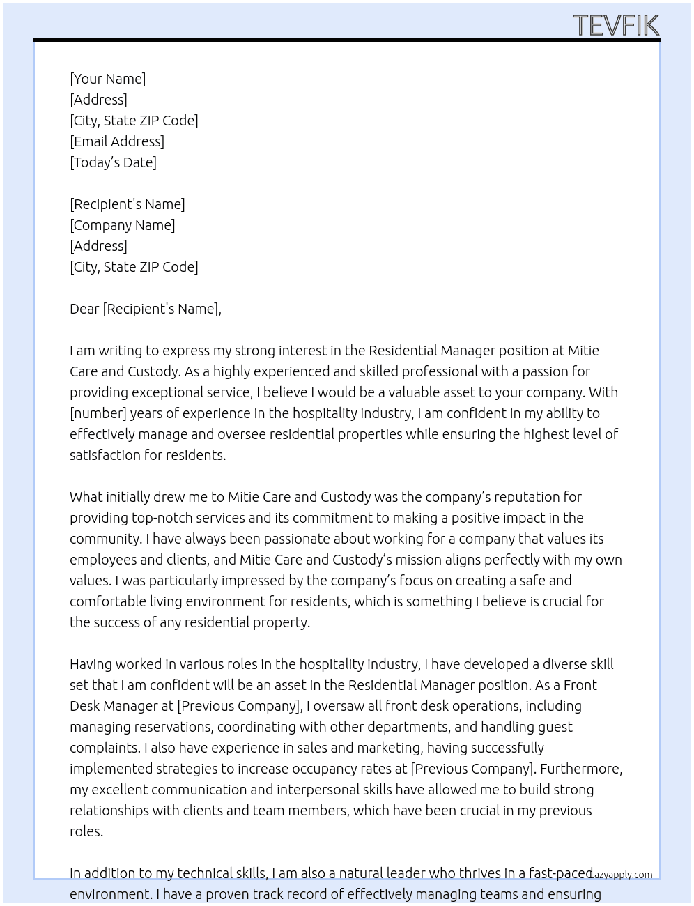 residential manager At mitie care and custody Cover Letter
