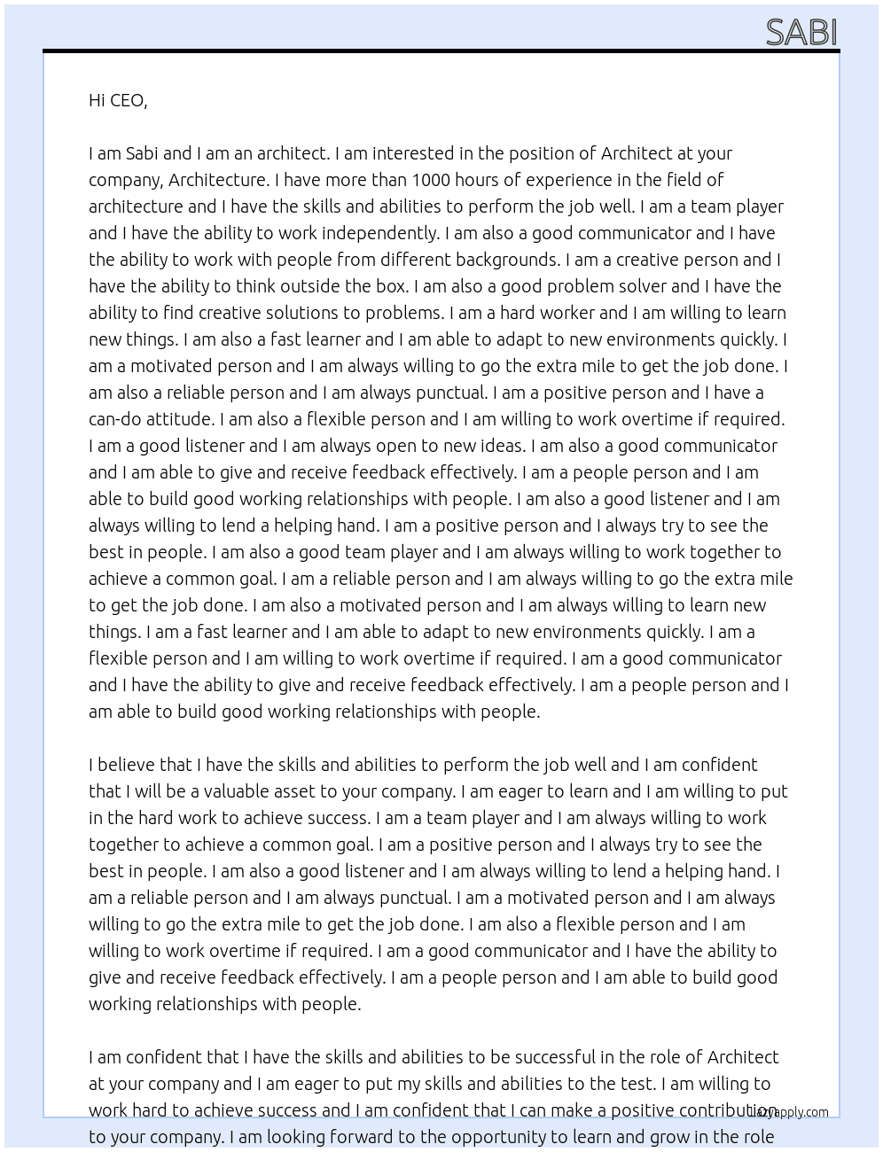 Architect At Architecture Cover Letter