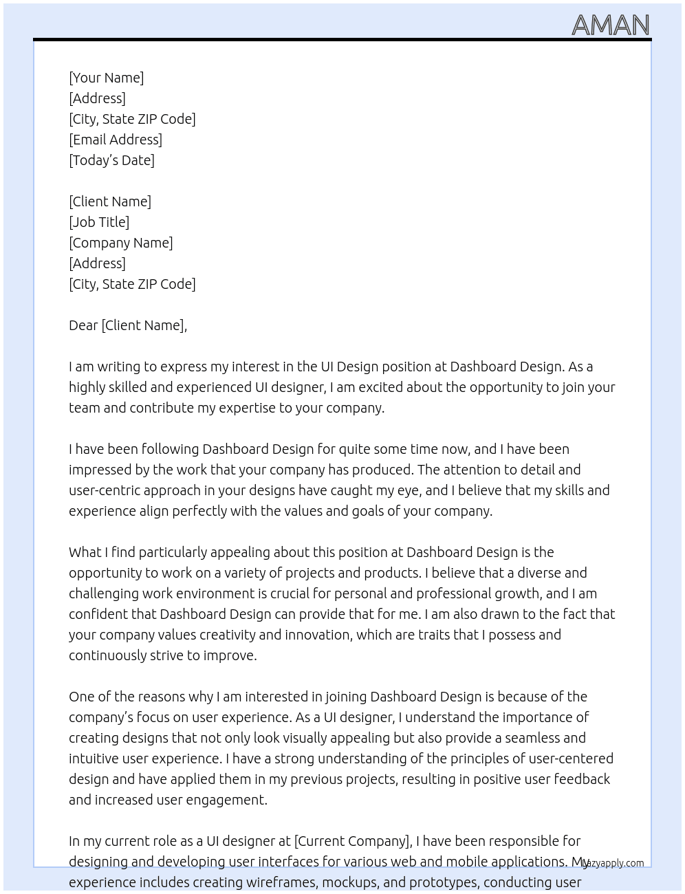 ui Design At Dashboard Design Cover Letter