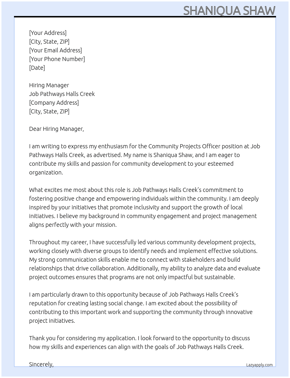 Community Projects Officer At Job Pathways Halls Creek  Cover Letter