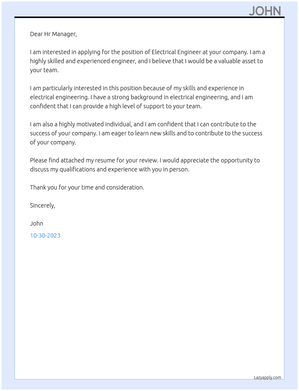 Electrical Engineer At Project Engineer Cover Letter