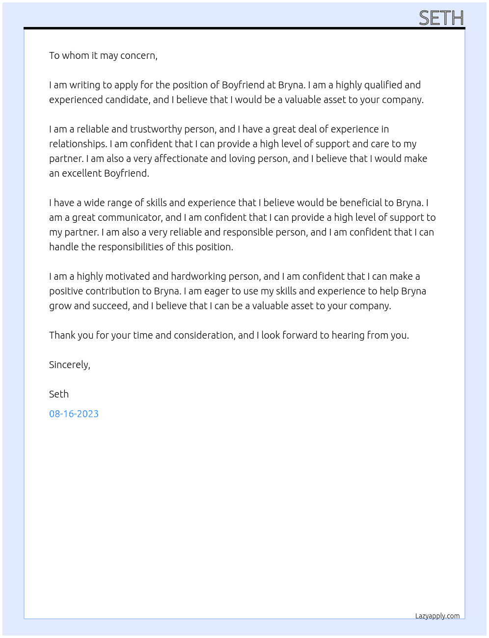 Boyfriend At Bryna Cover Letter
