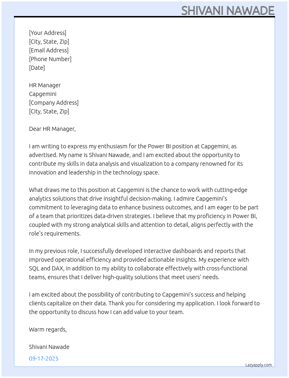 Cover letter for power bi - LazyApply