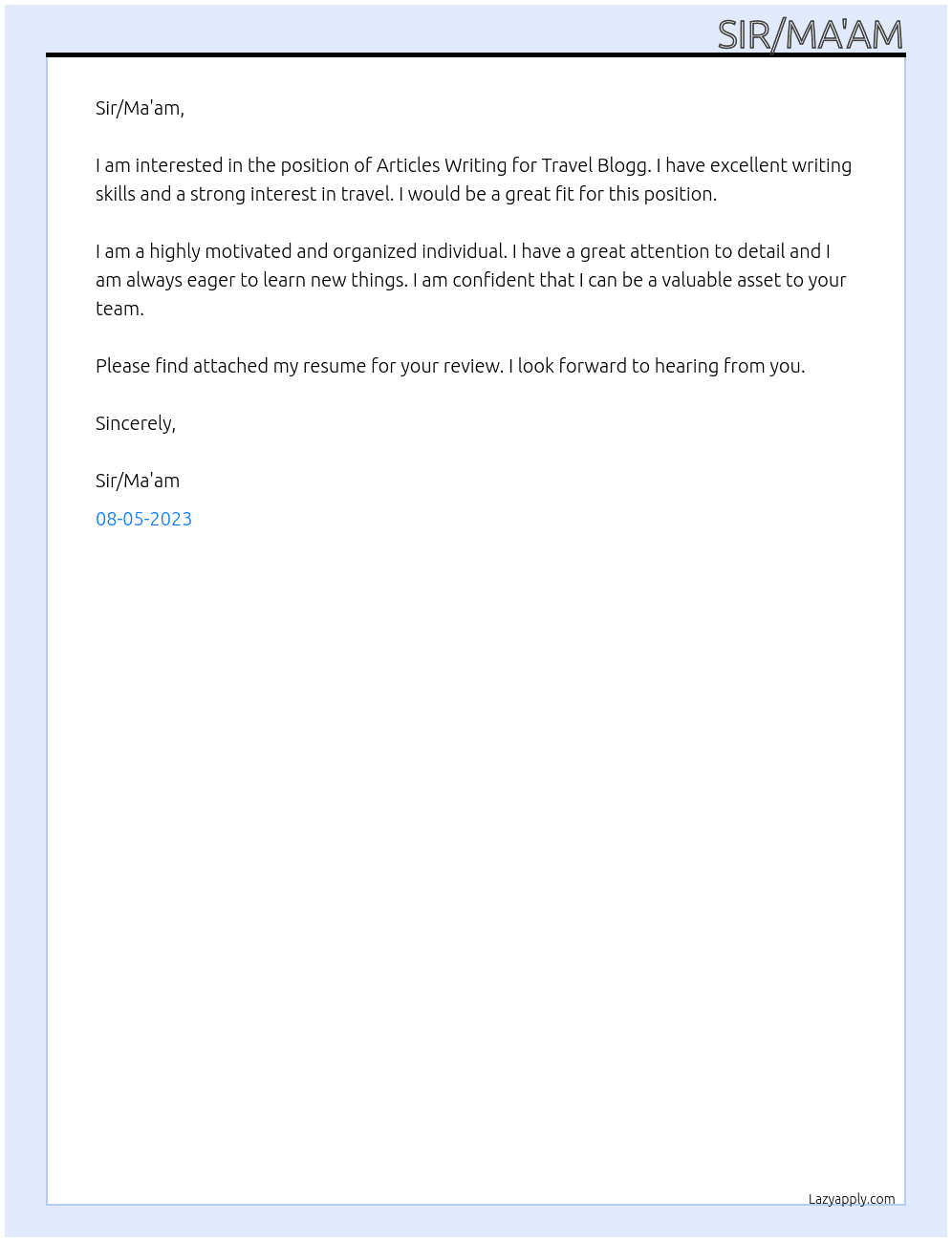 Articles Writing At Travel Blogg Cover Letter