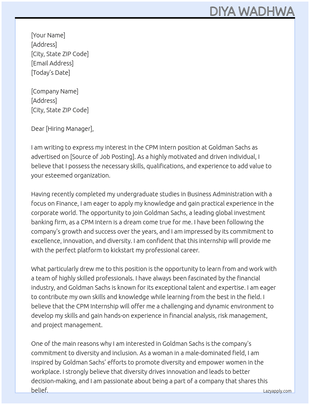 Cover letter for cpm intern - LazyApply