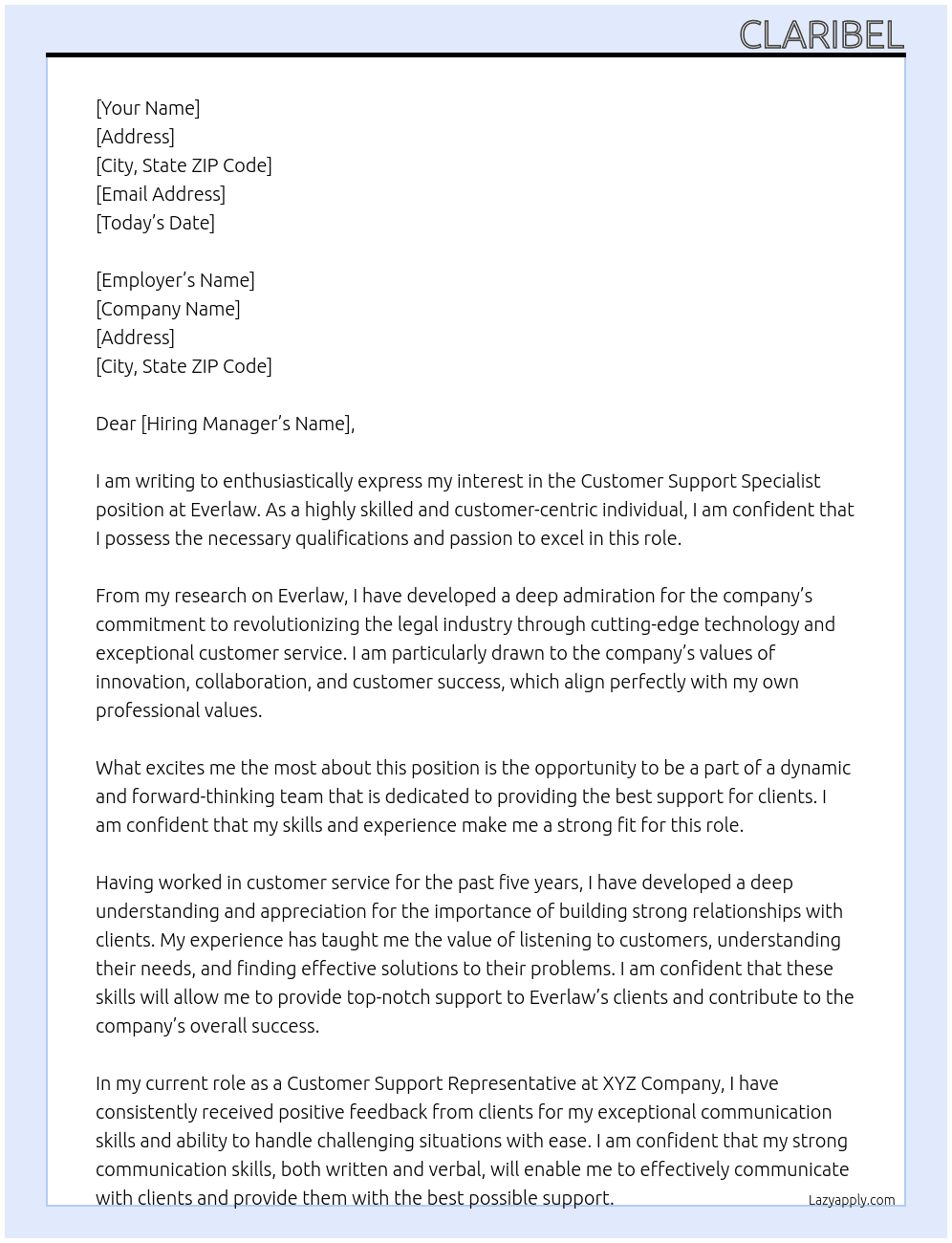 customer support specialist At everlaw Cover Letter