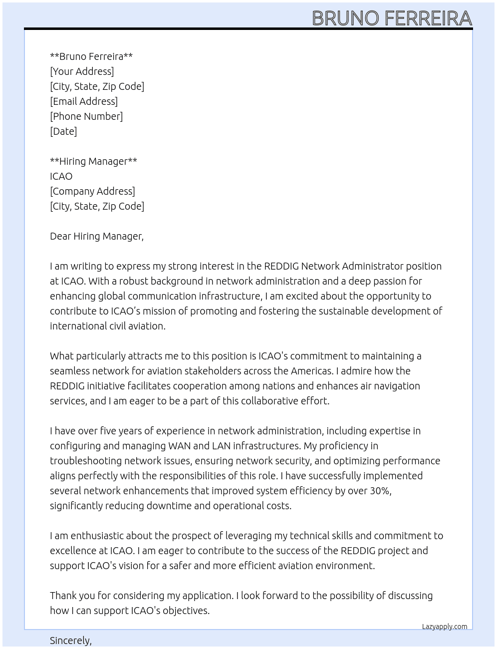 Cover letter for reddig network administrator - LazyApply