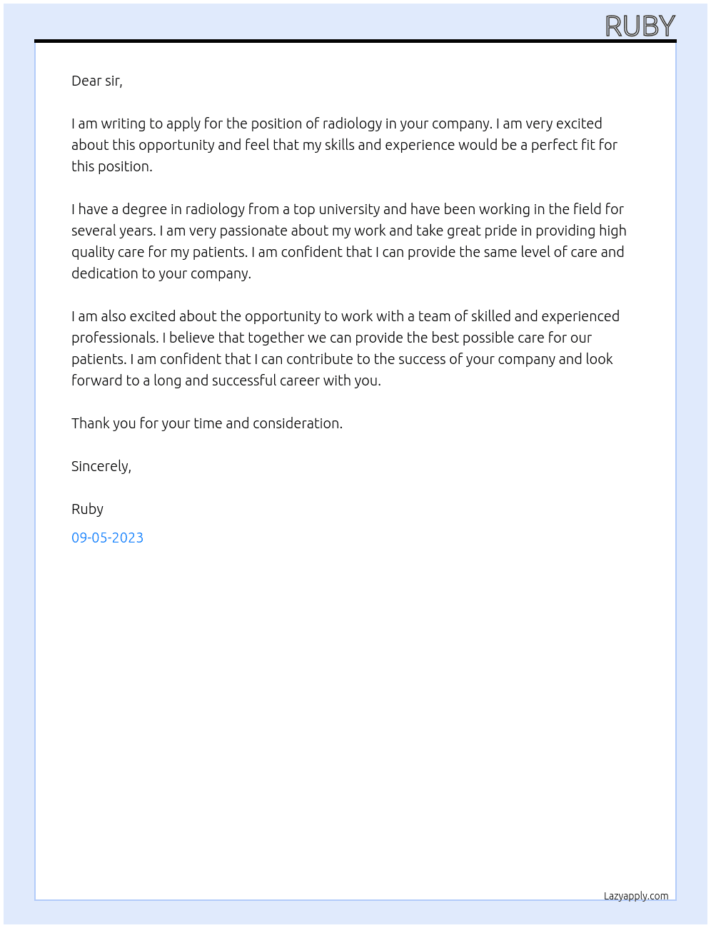 radiology  At harding Cover Letter