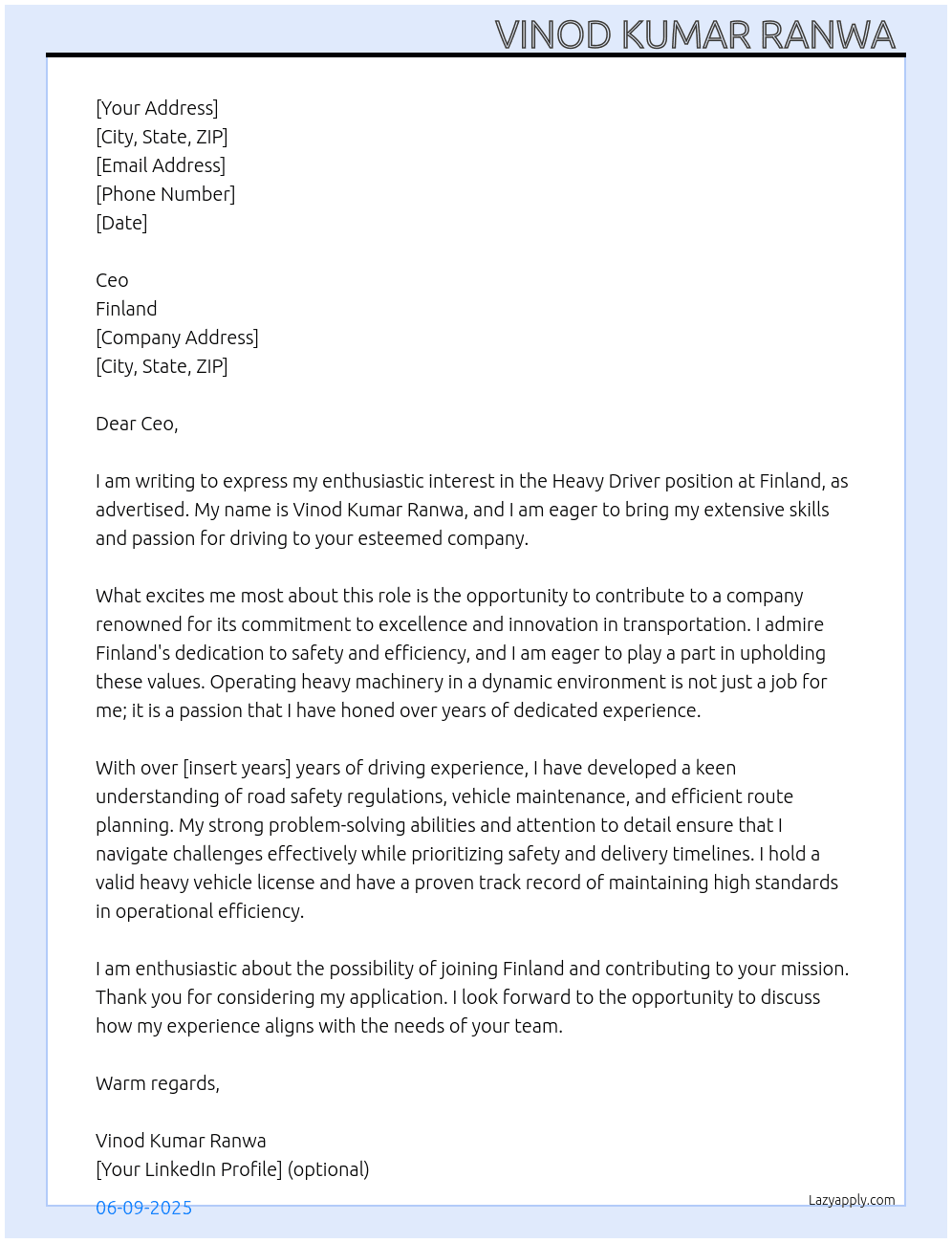 Cover letter for heavy driver - LazyApply