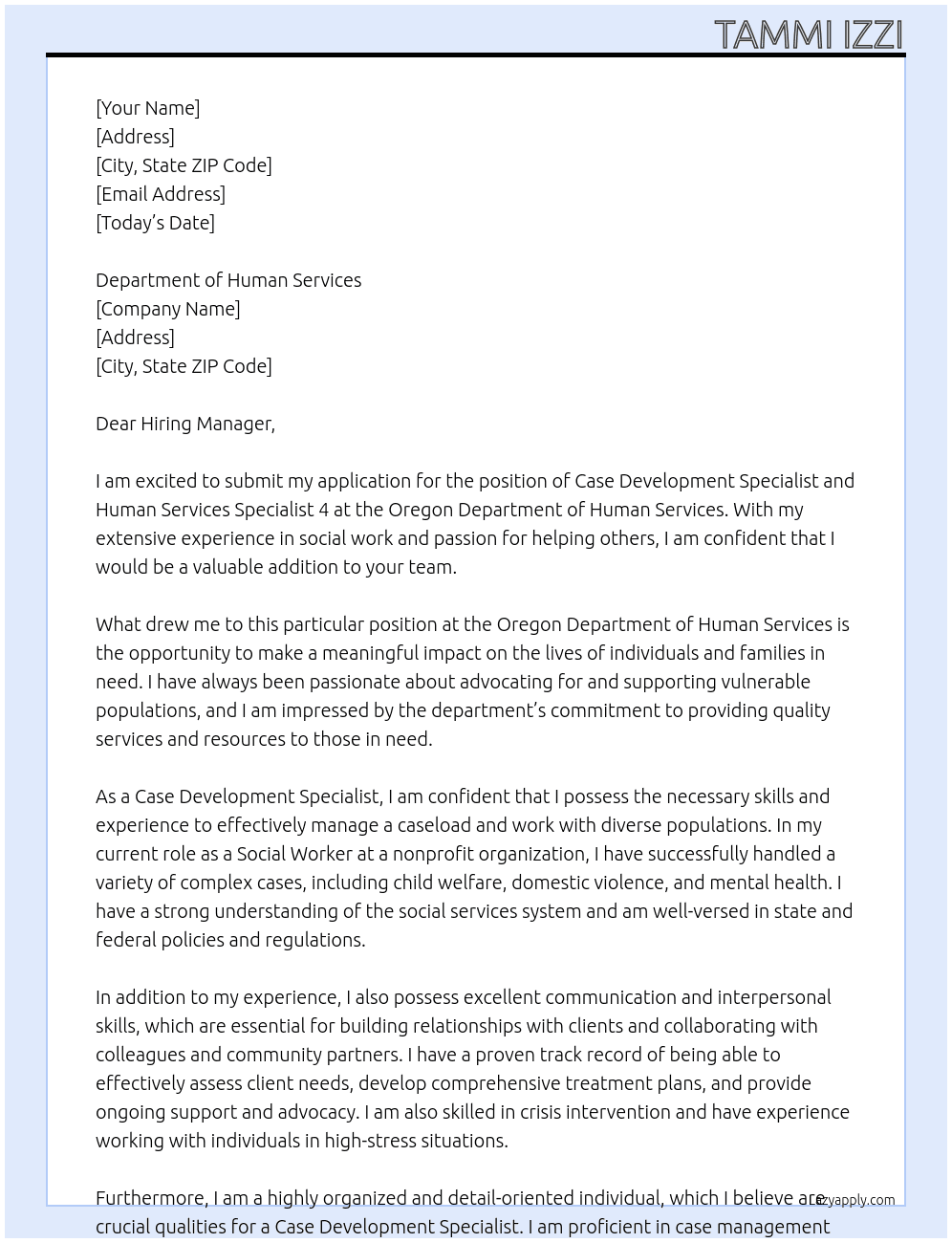 Case Development Specialist, Human Services Specialist 4 At Oregon Department of Human Services Cover Letter