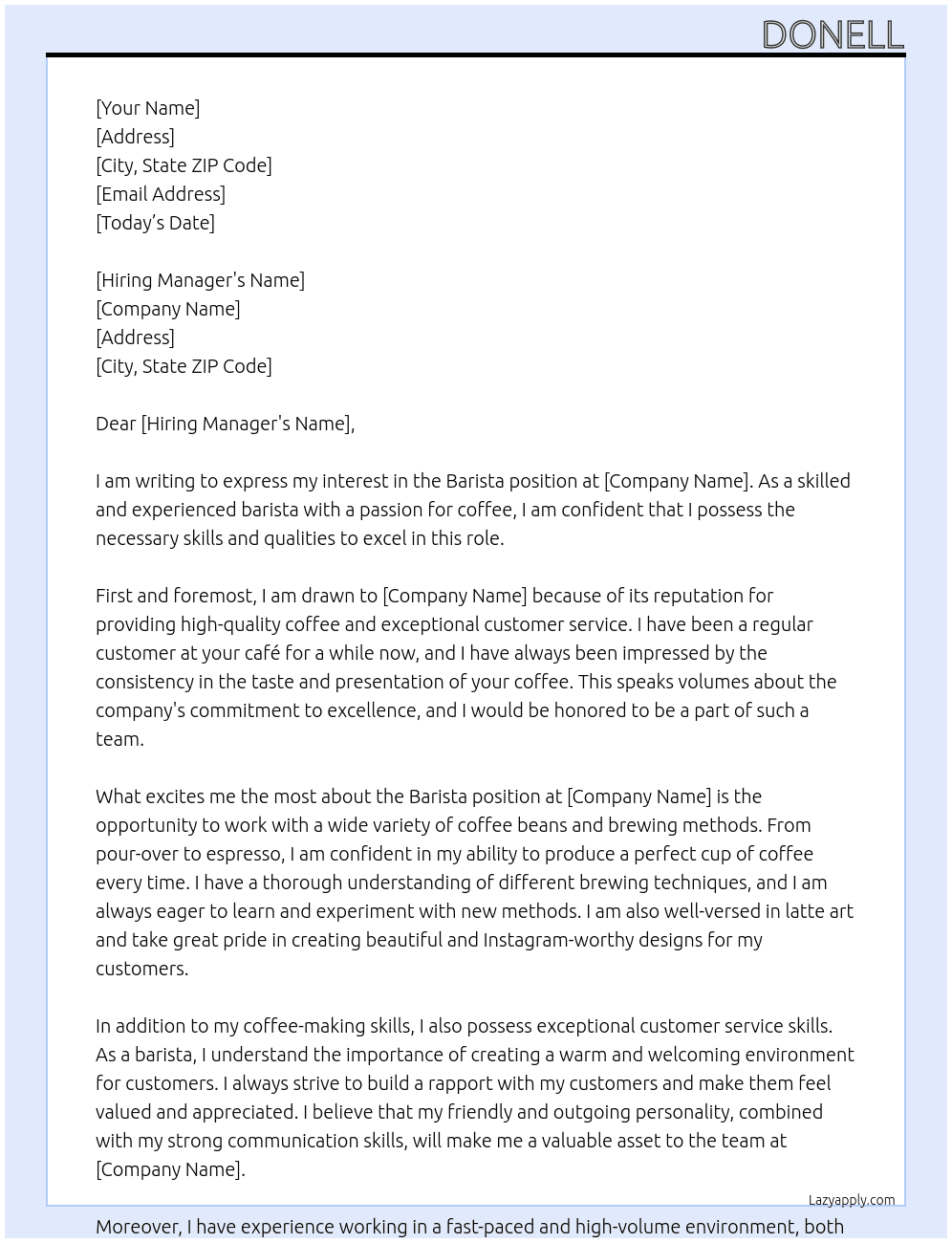 Barista At 23.5 Cover Letter