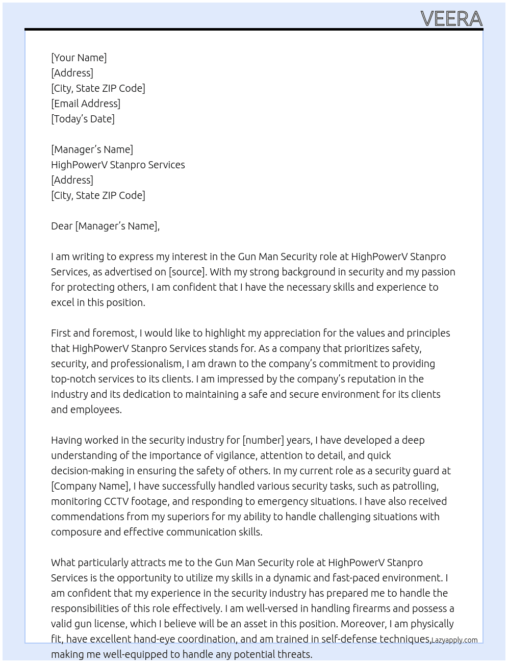 Cover letter for gun man security - LazyApply