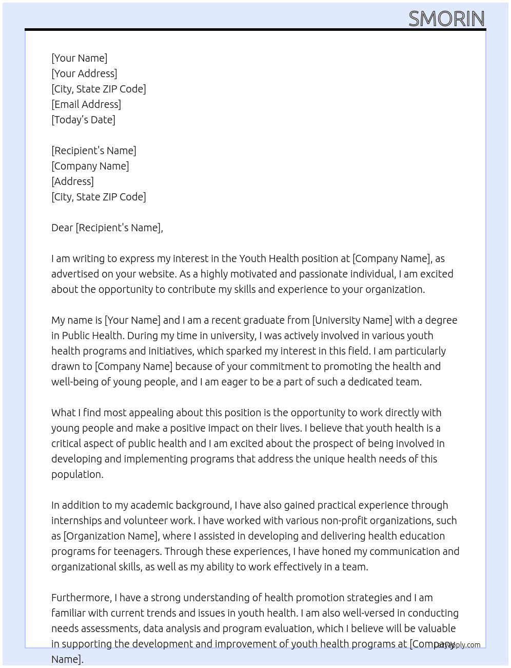 youth health At udem Cover Letter