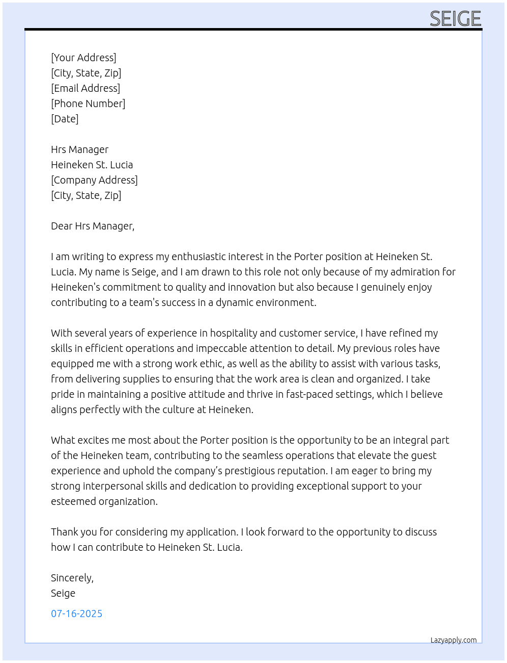 Cover letter for porter - LazyApply