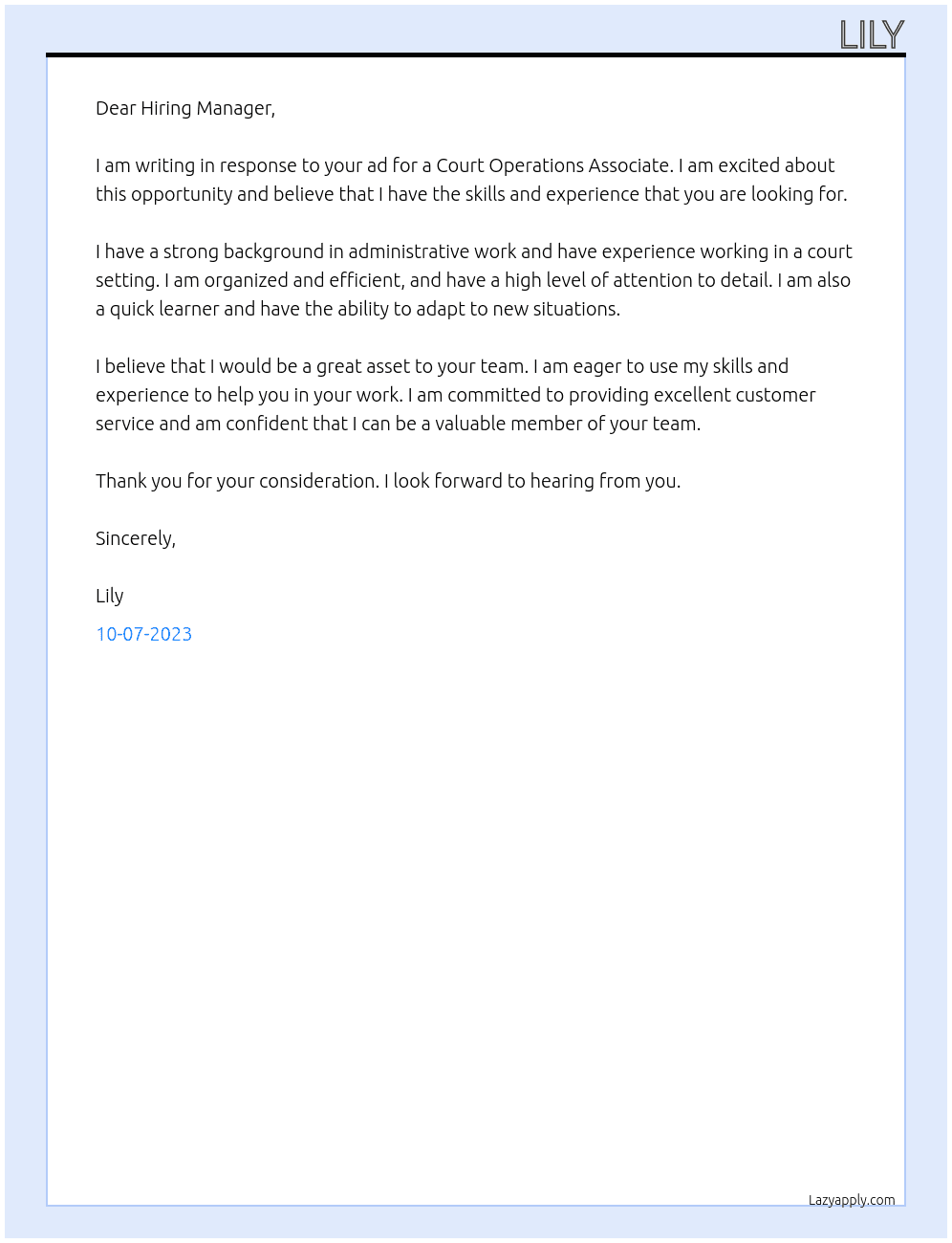 Court Operations Associate At Minnesota Judicial Brance Cover Letter