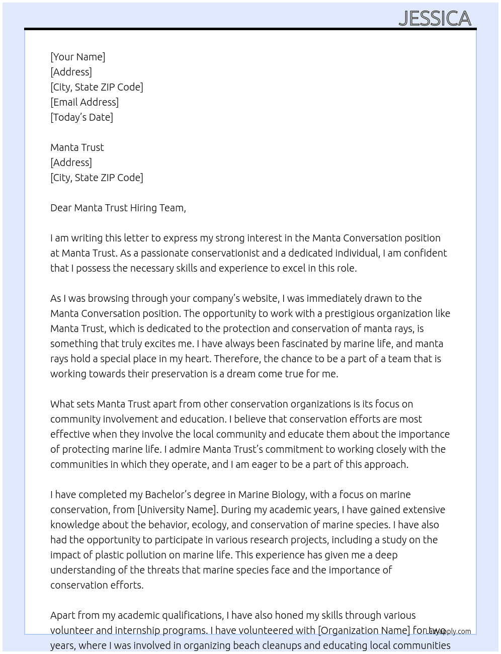 Manta conversation At Manta trust Cover Letter
