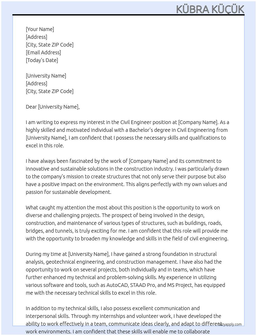 civil engineer At phd Cover Letter
