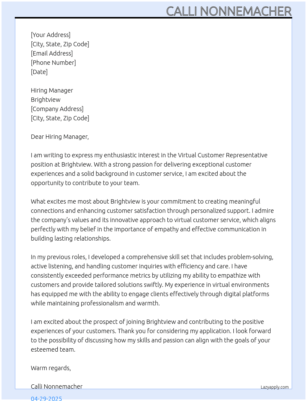 Cover letter for virtual customer representative - LazyApply