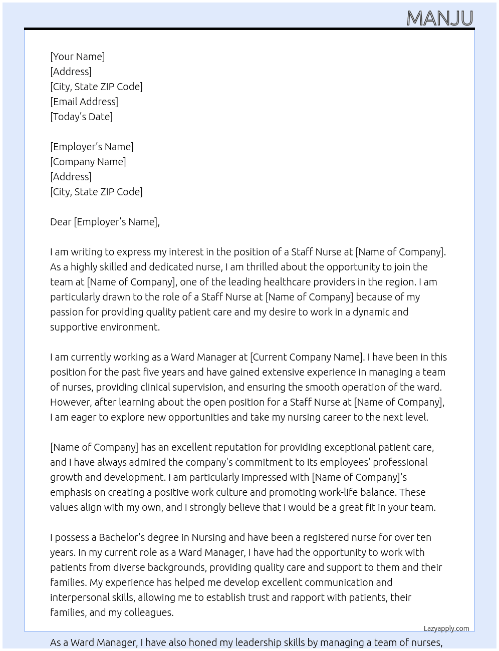 staff nurse At ulht Cover Letter