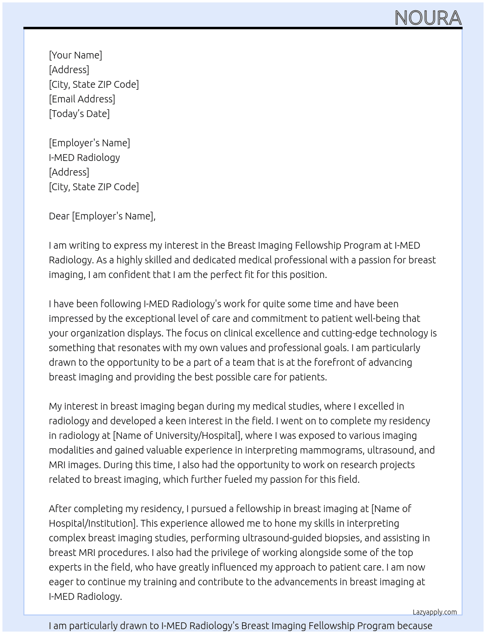 breast imaging fellowship program At I-MED Radiology Cover Letter