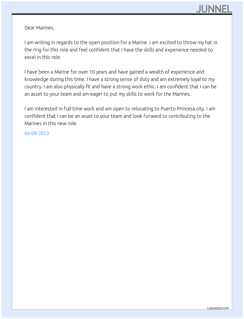 Marines  At Marines Cover Letter