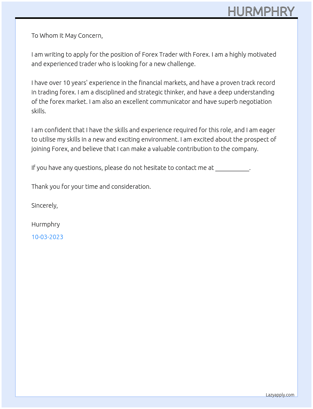 Forex Trader At Forex Cover Letter