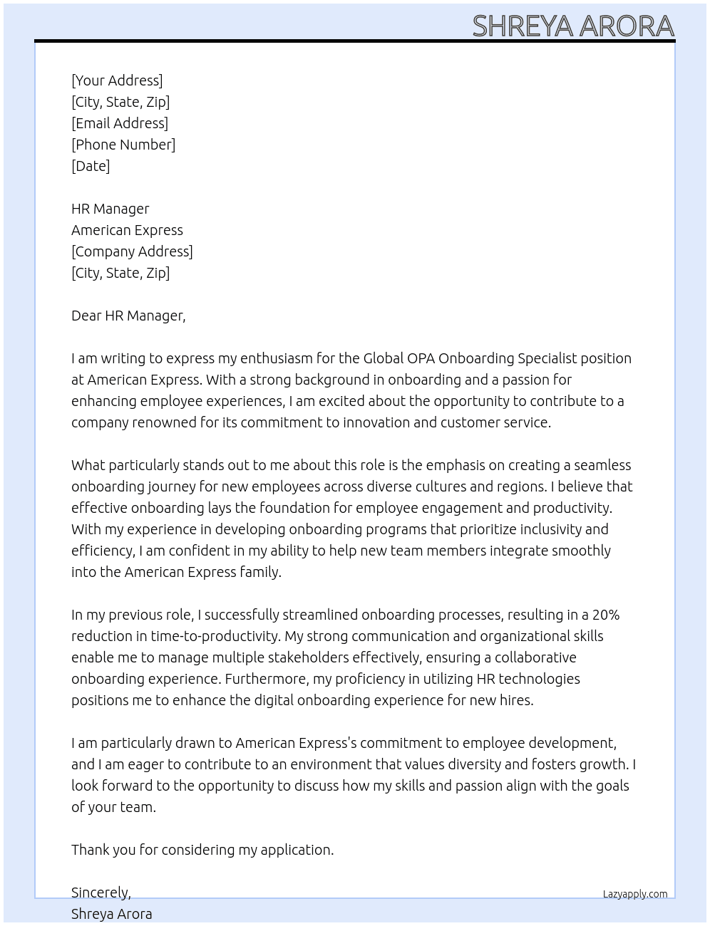 Cover letter for global opa onboarding specialist - LazyApply