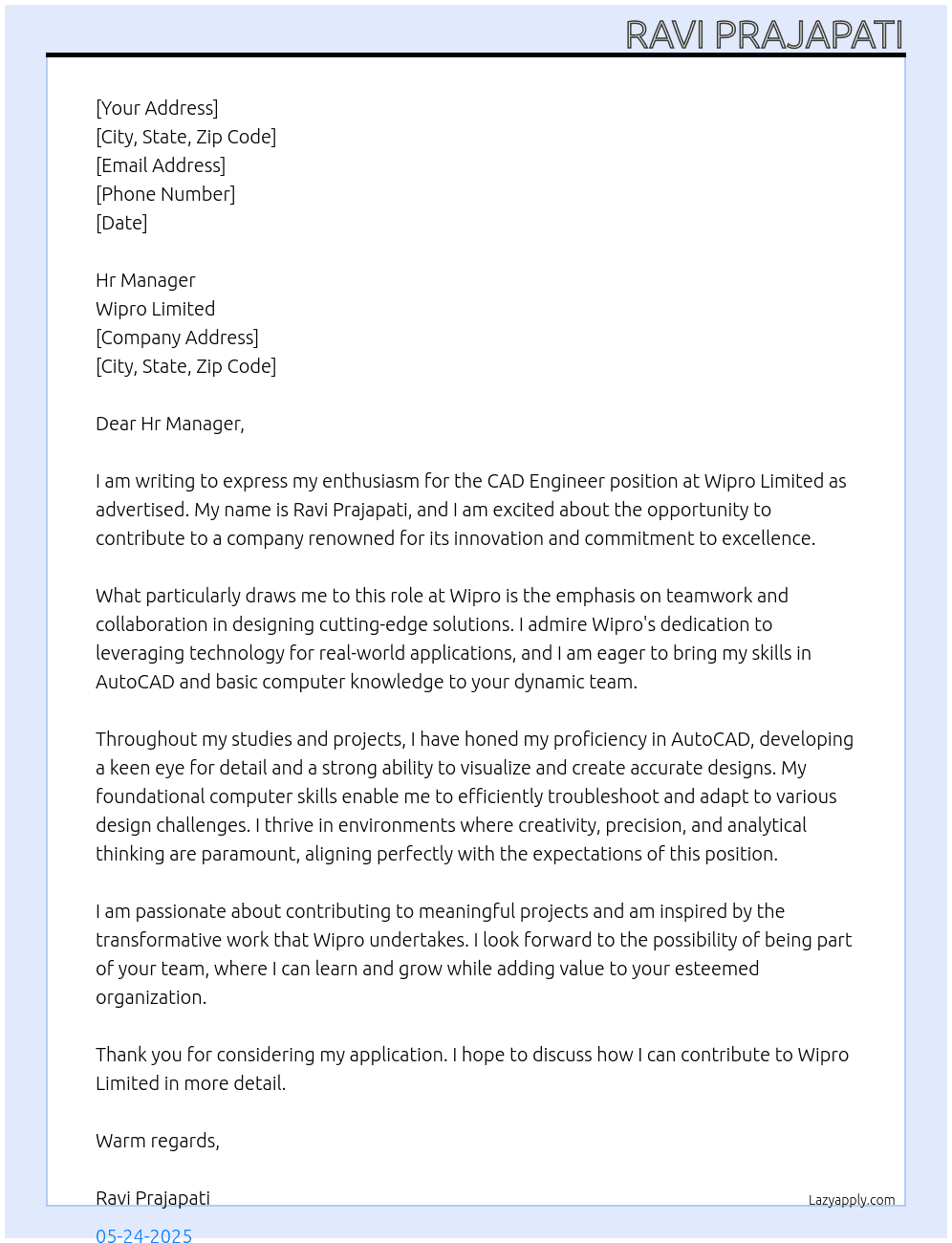 Cover letter for cad engineer - LazyApply