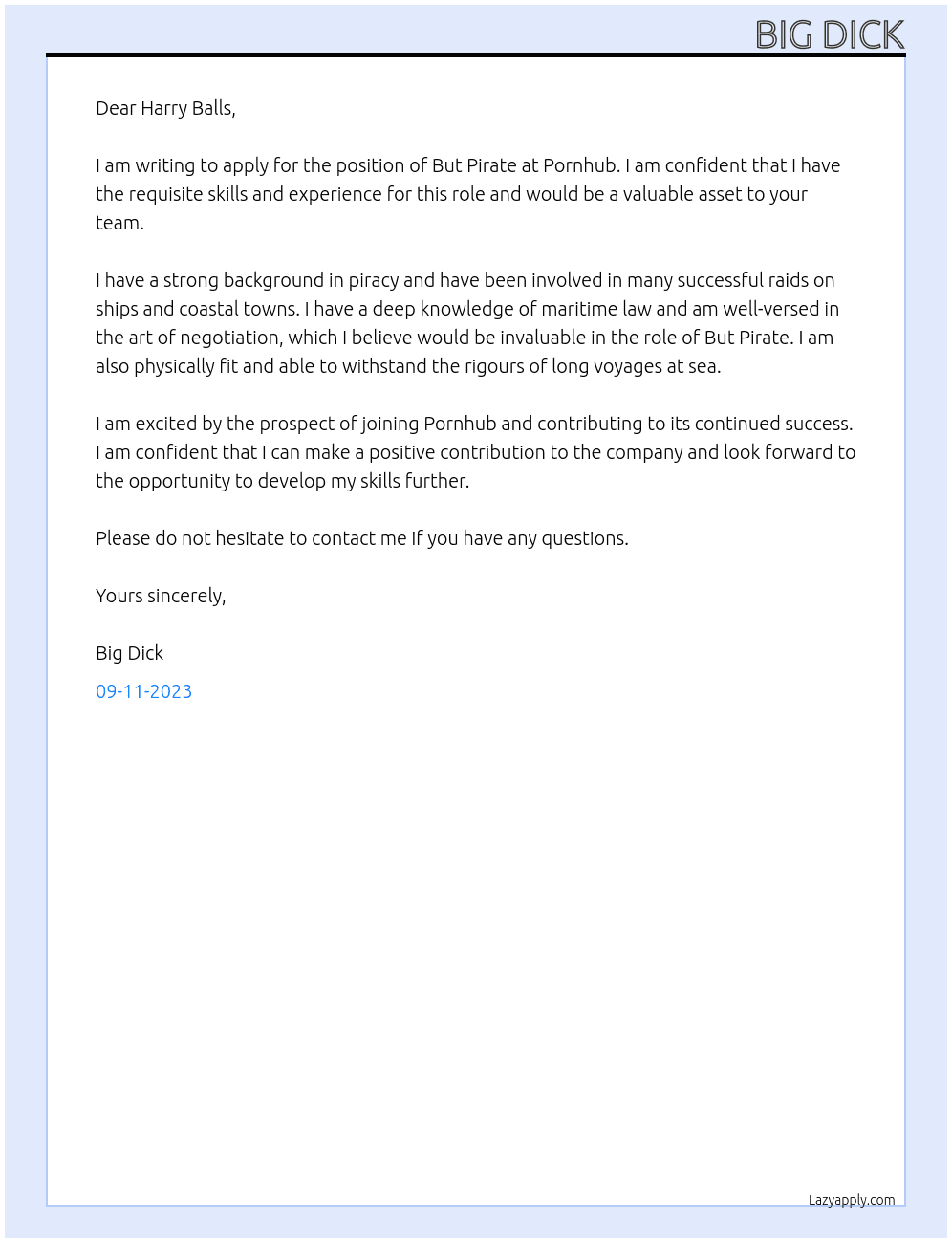 But Pirate At Pornhub Cover Letter
