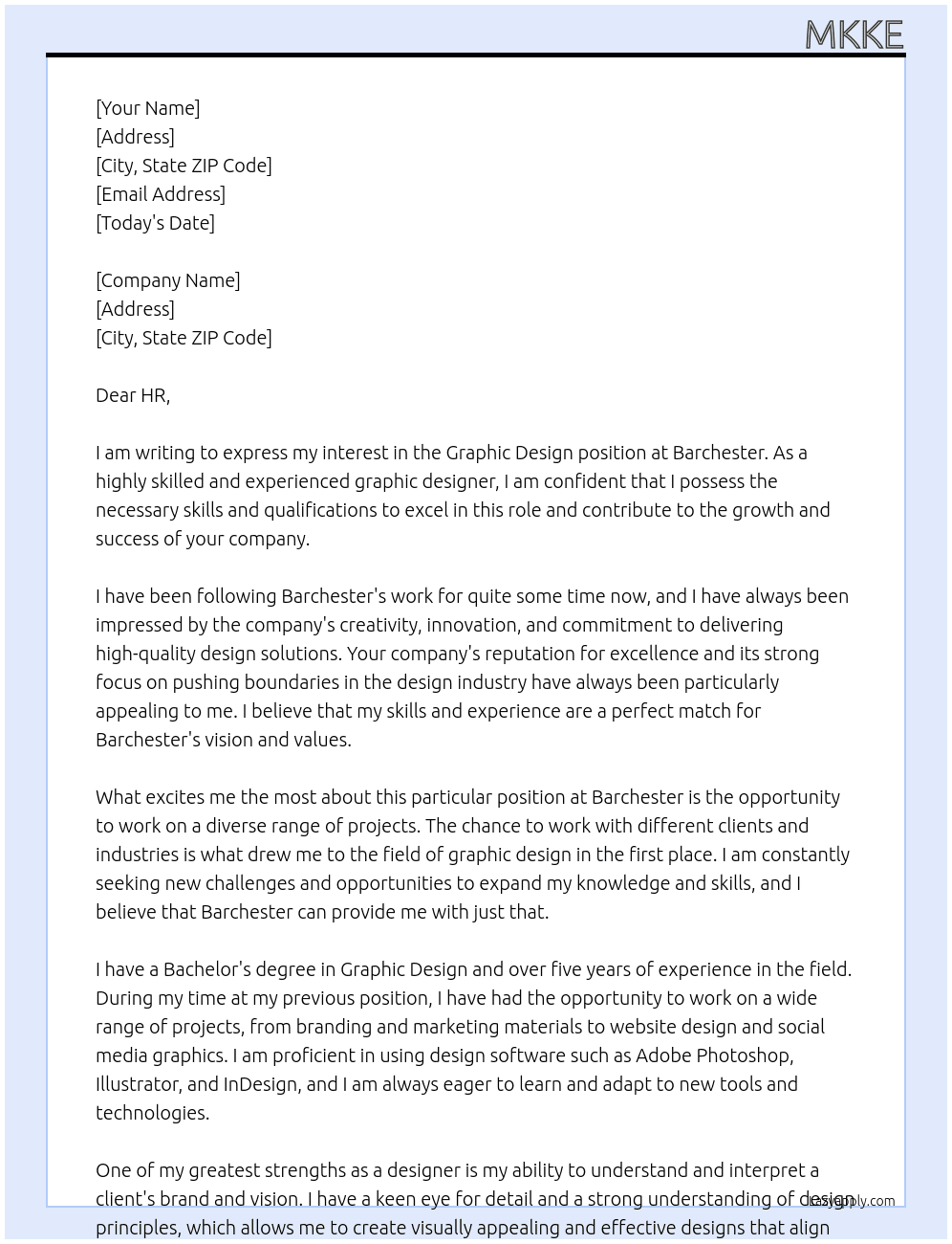 Graphic Design At Barchester Cover Letter
