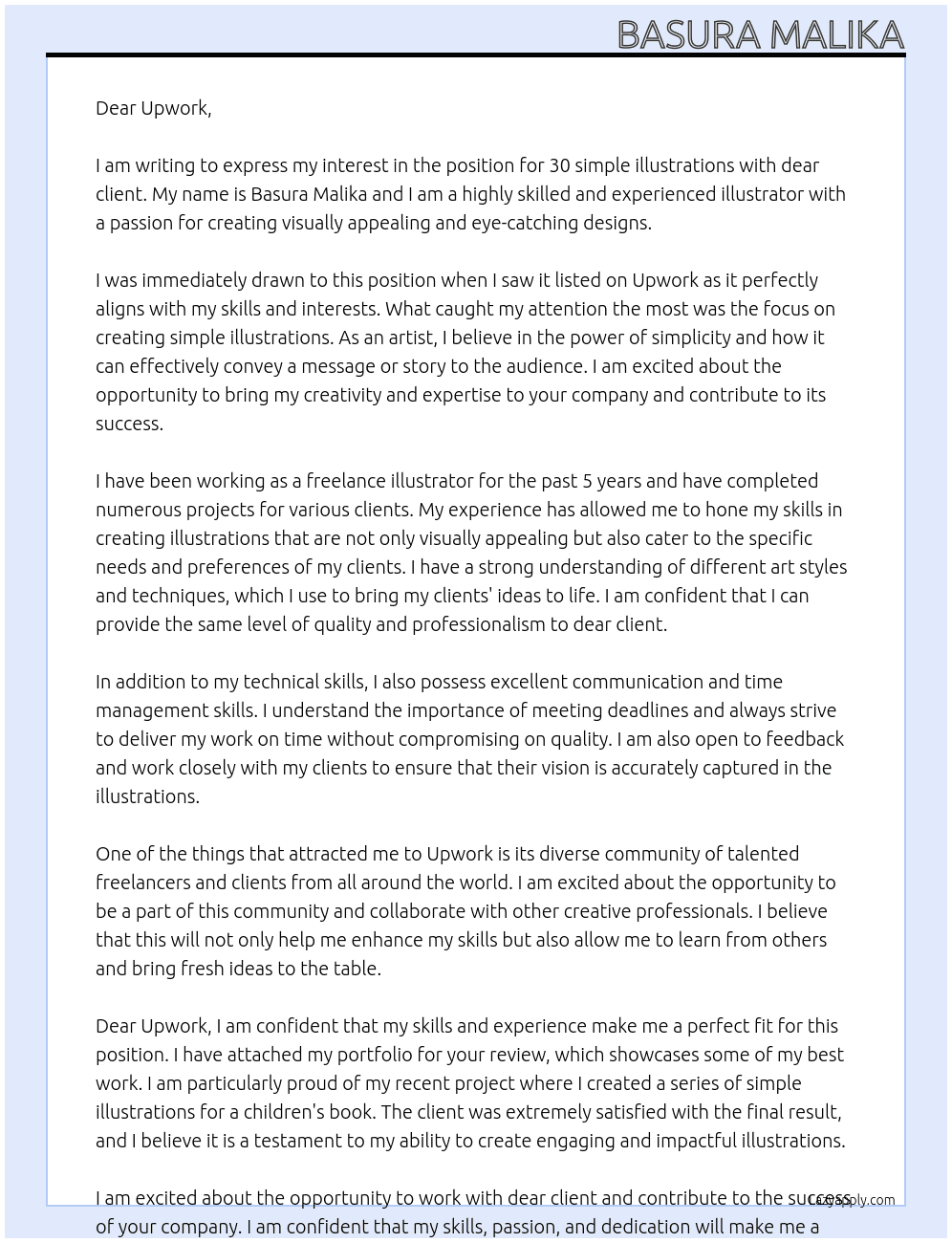 Need 30 simple illustrations At dear client Cover Letter