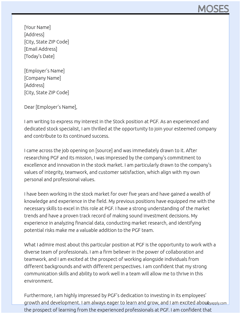 stock At pgf Cover Letter