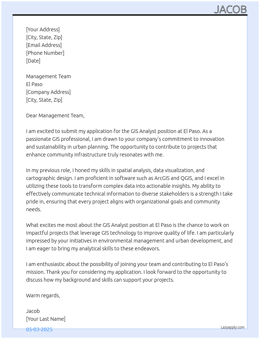 Cover letter for gis analyist - LazyApply