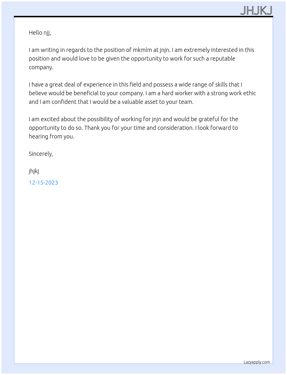 mkmlm At jnjn Cover Letter