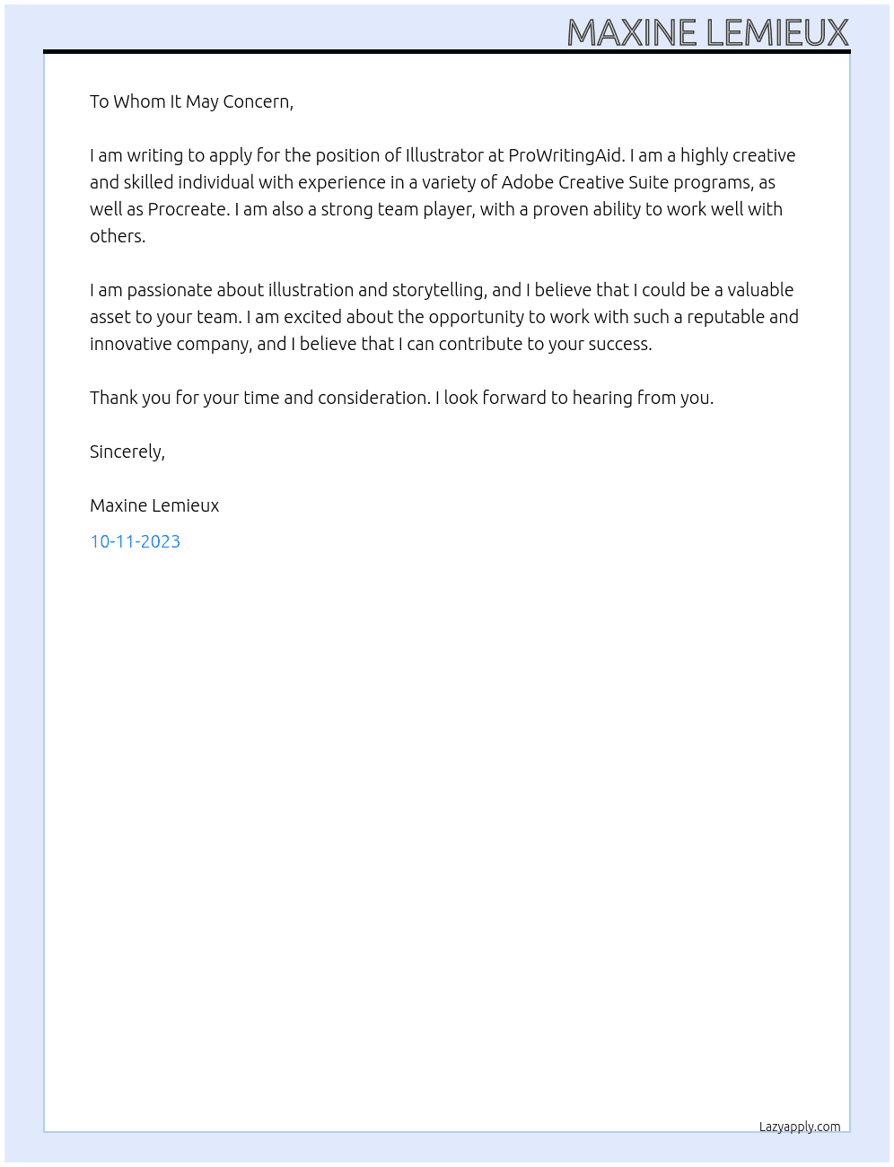 Illustrator At ProWritingAid Cover Letter
