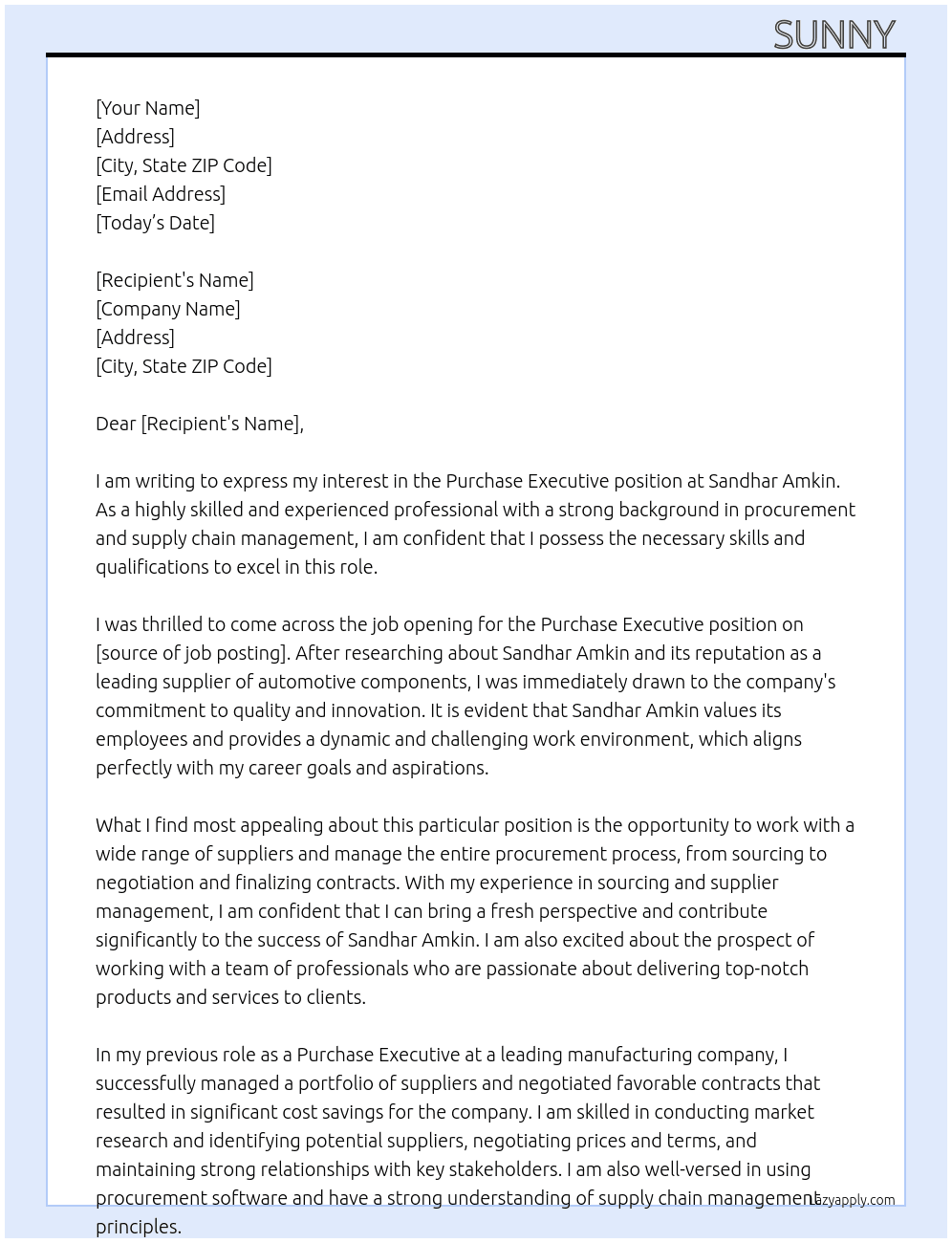 Purchase  At Sandhar Amkin Cover Letter
