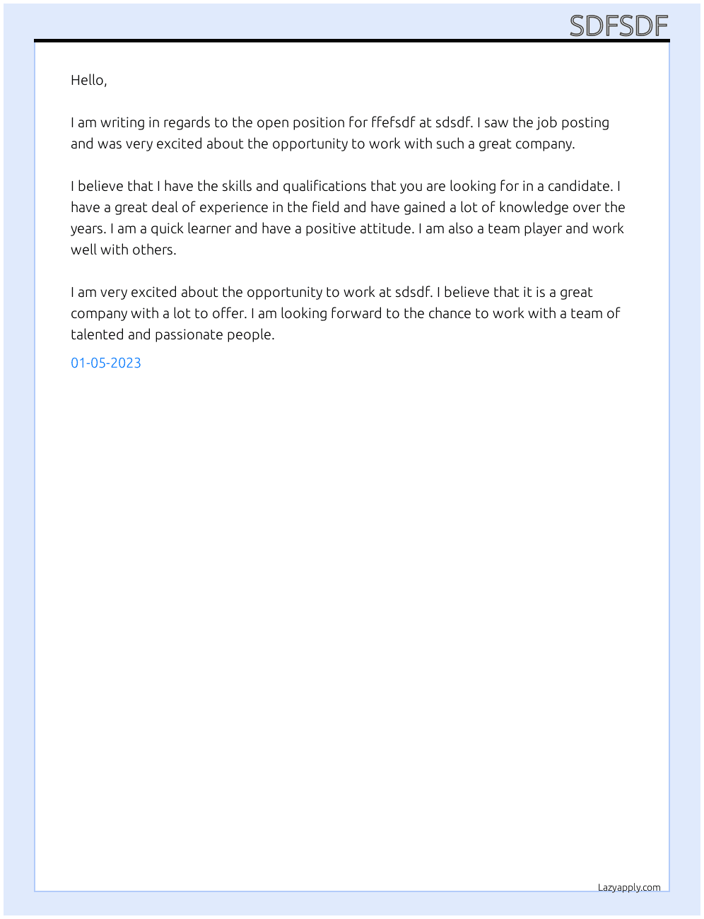 ffefsdf At sdsdf Cover Letter