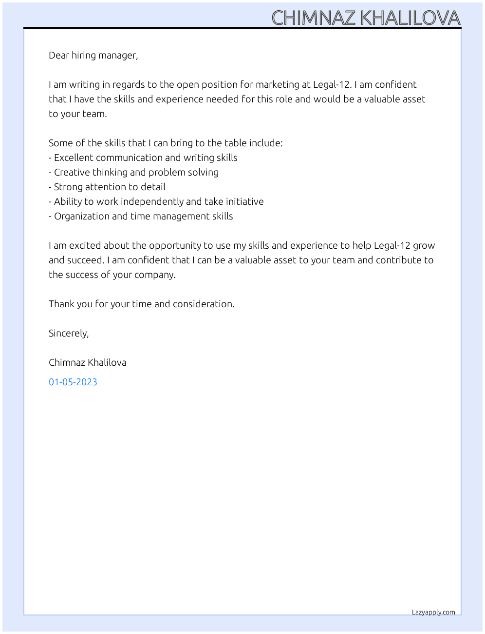 marketing At Legal-12 Cover Letter
