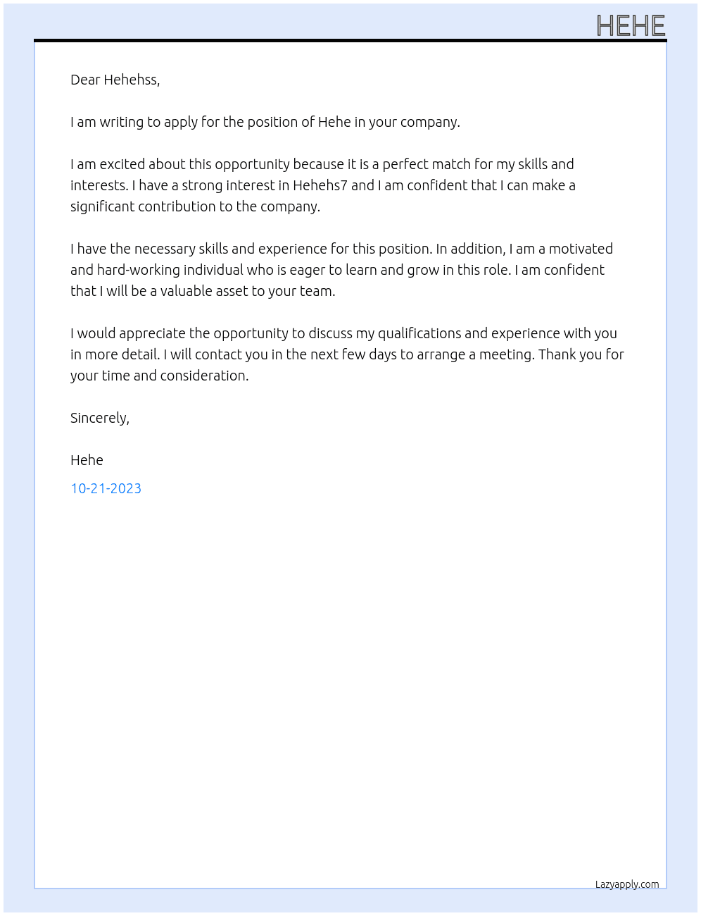 Hehe At Hehehs7 Cover Letter