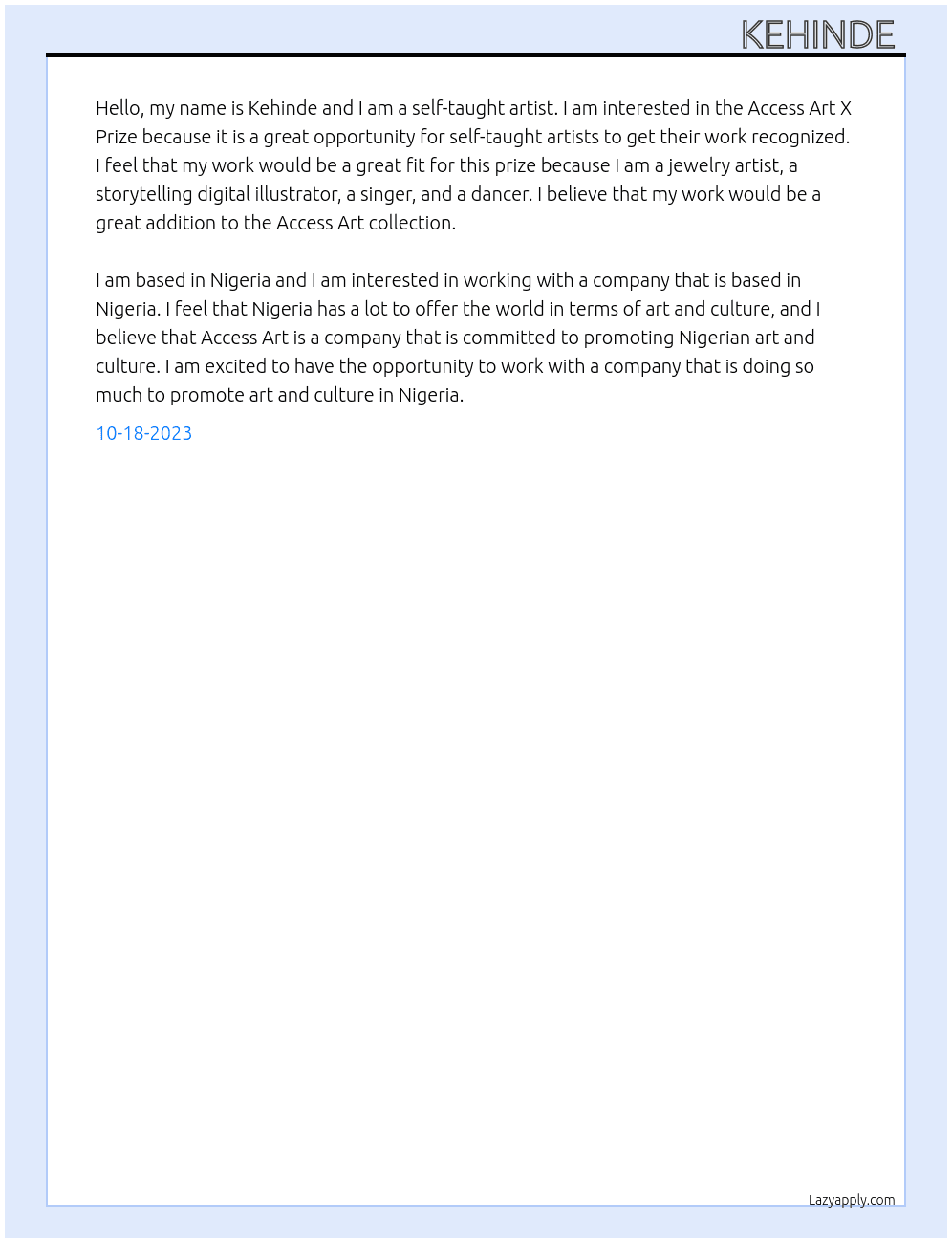 Self taught Artist At Self Cover Letter
