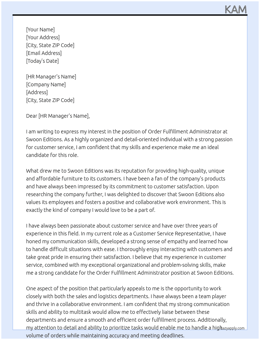 Order Fulfilment Administrator At Swoon Editions Cover Letter