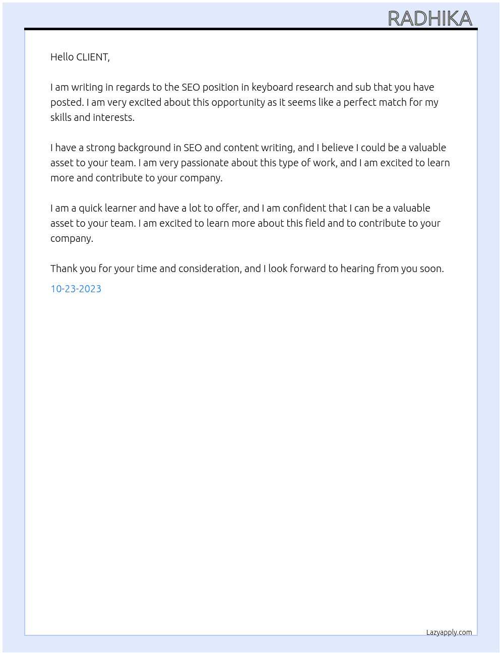 seo in keyboard research and sub  At USA Cover Letter