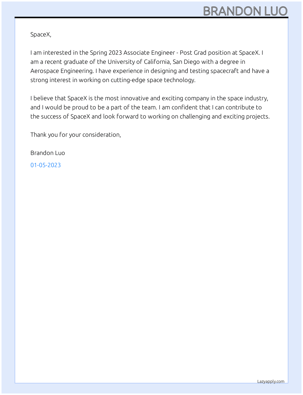 Cover letter for spring 2023 associate engineer - post grad - LazyApply