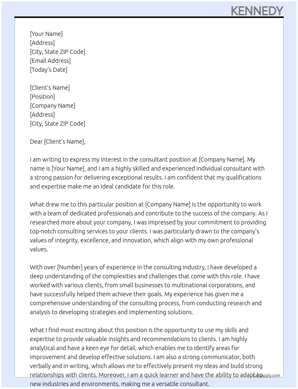 consultant At individual consultant Cover Letter