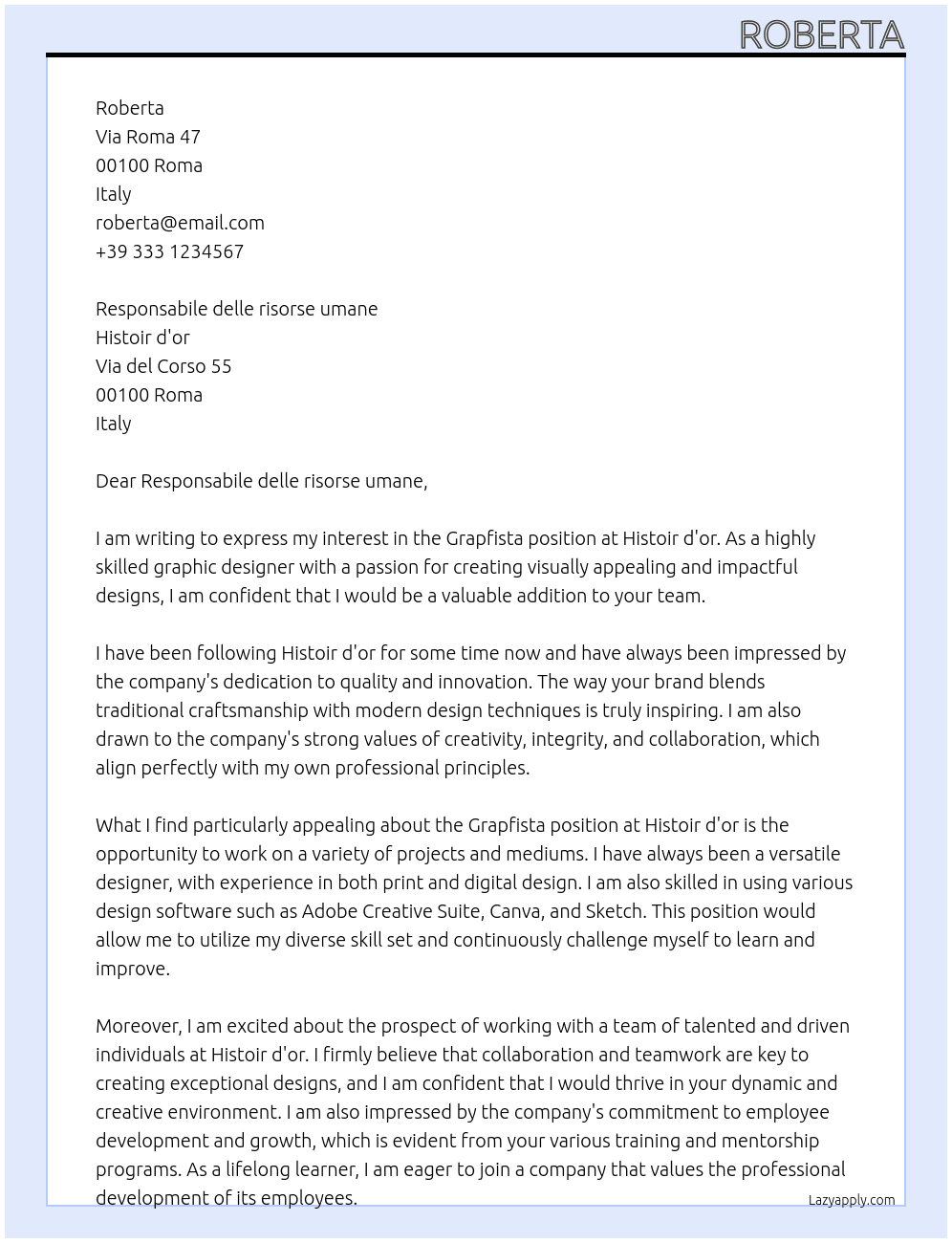 Grapfista At Histoir d'or Cover Letter