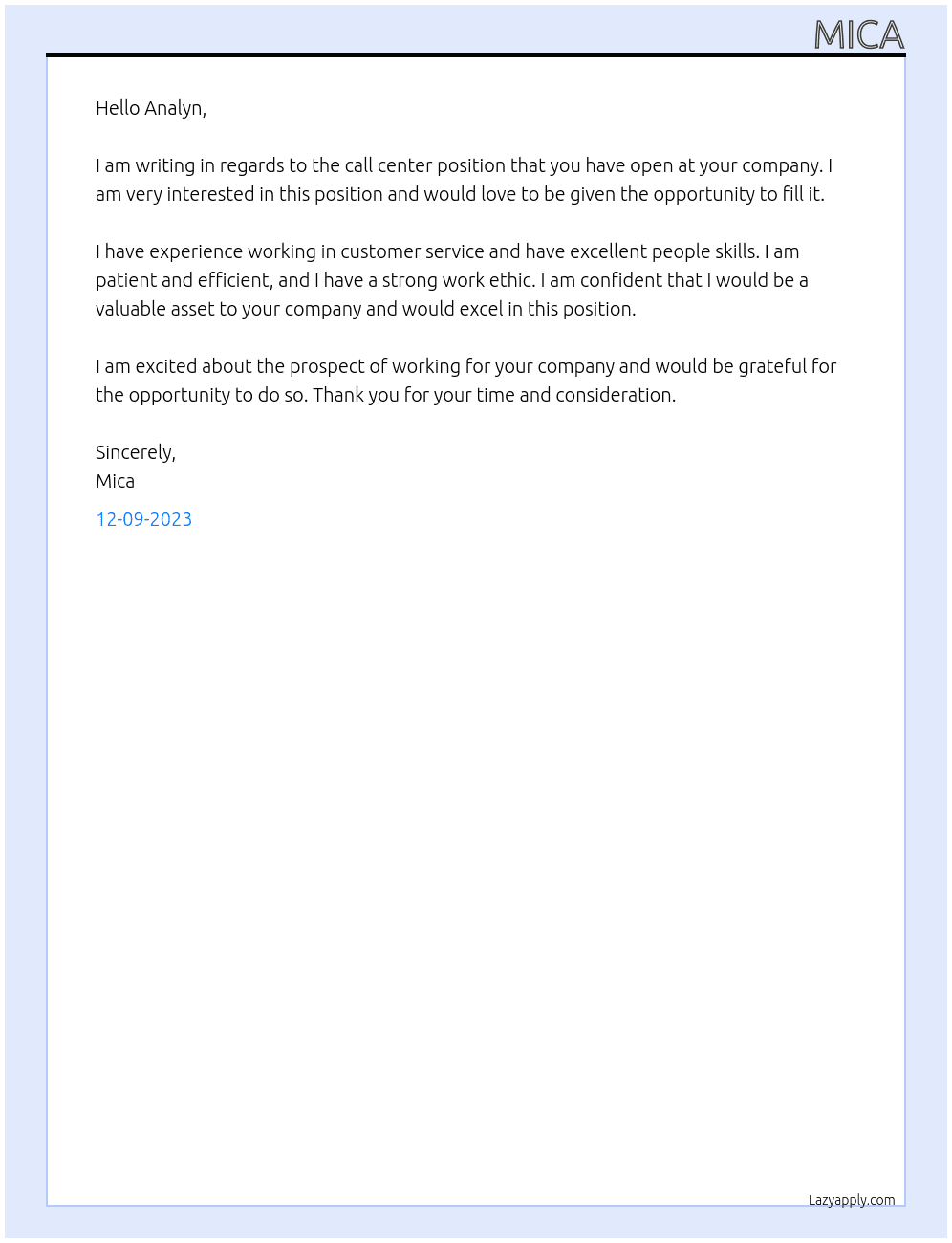Call center  At Adt company  Cover Letter