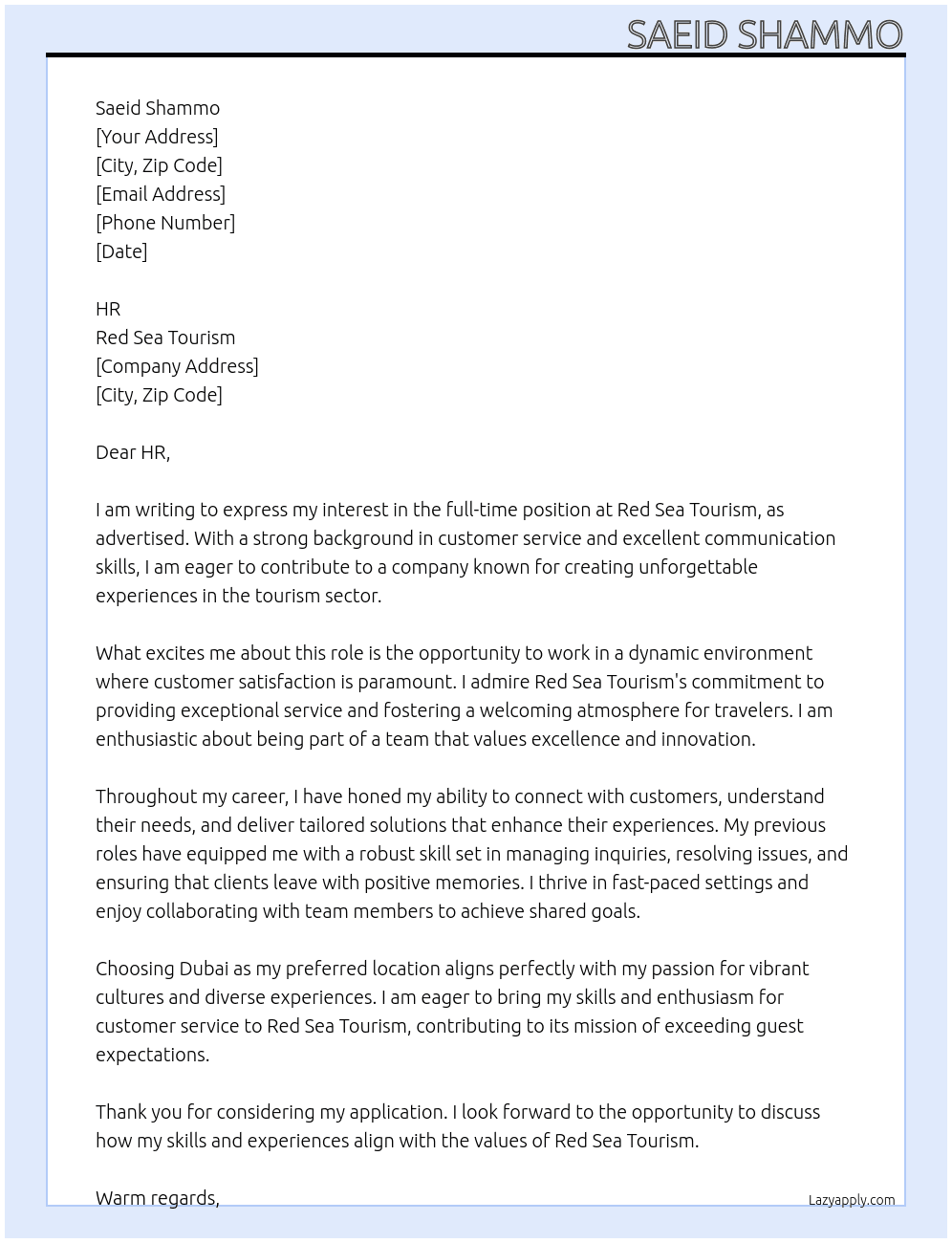 Cover letter for company drive - LazyApply