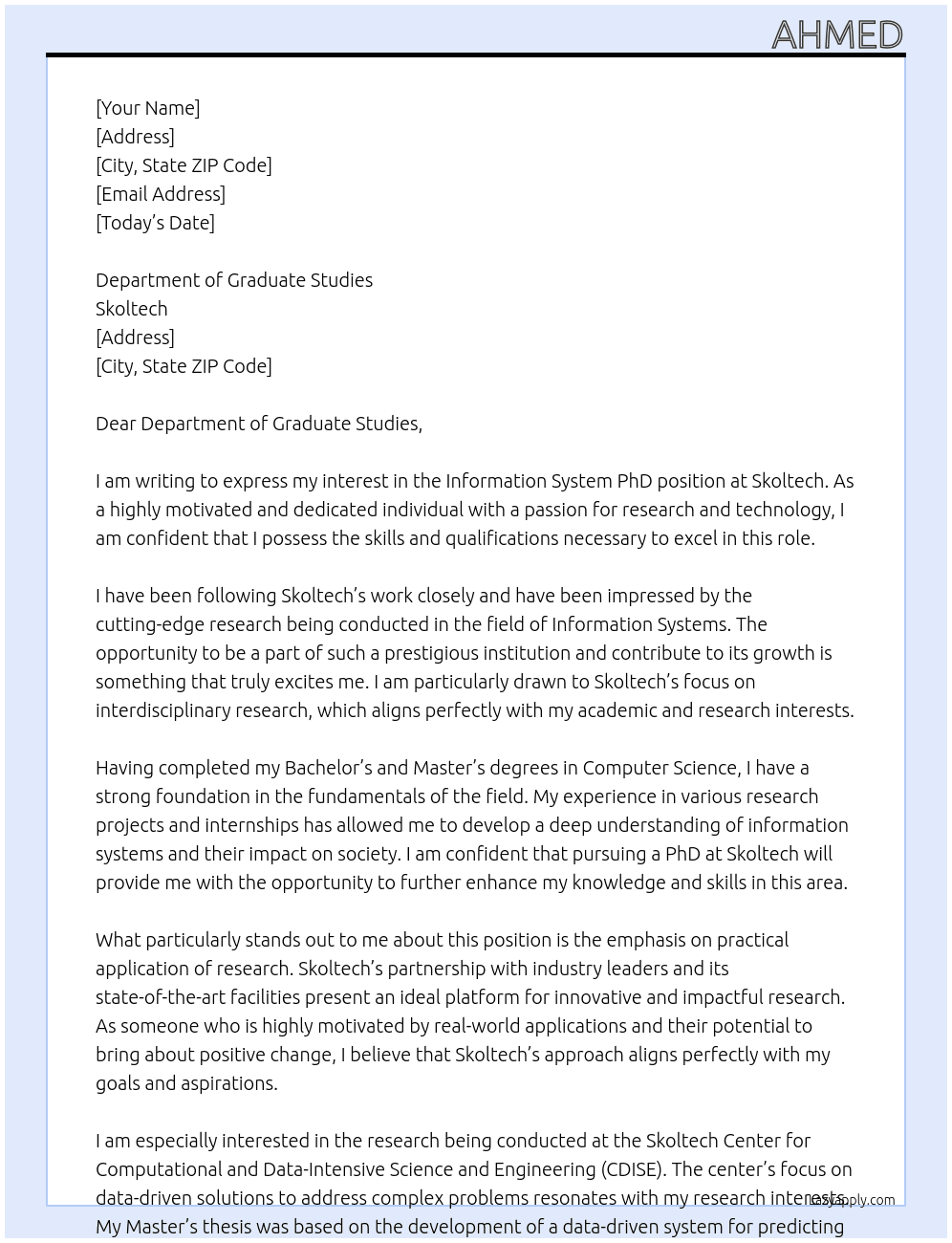 information  system  phd At skoltech Cover Letter