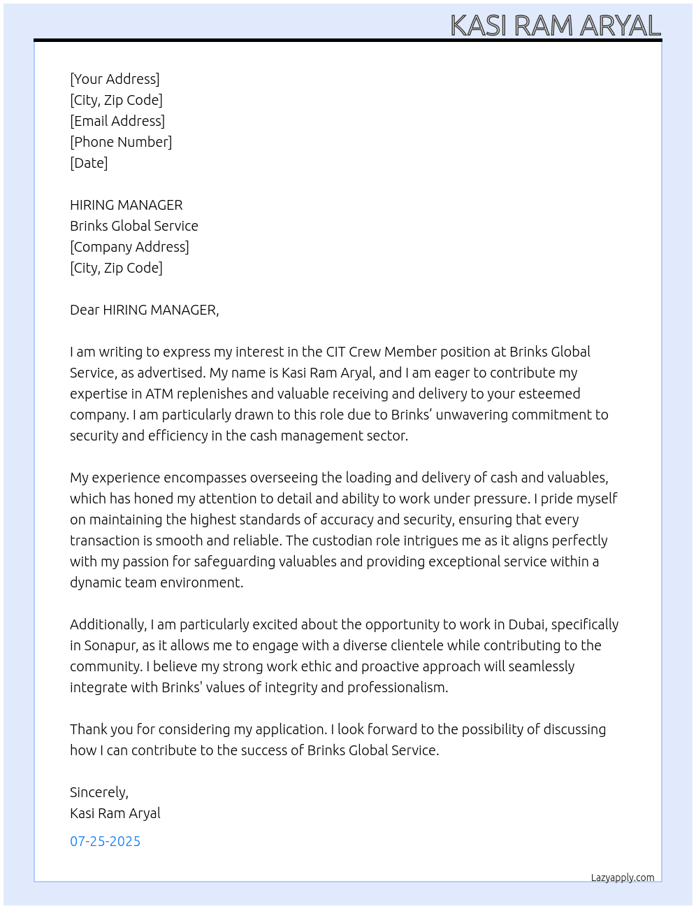 Cover letter for cit crew member - LazyApply